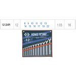 Zestaw kluczy płasko-oczkowych 12 cz. 8 - 22 mm, etui KING TONY 1212MR - 2