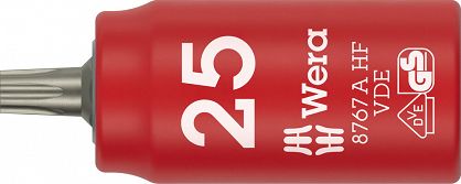 Klucz nasadowy trzpieniowy 8767 A VDE HF TORX® Zyklop, izolowany, 1/4", z funkcją przytrzymywania, TX 25 x 36 mm WERA 05005923001