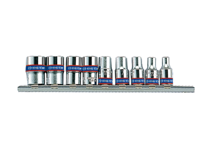 Zestaw nasadek 1/4" 9cz. krótkie 6-kąt. 4-13mm, szyna KING TONY 2509MR