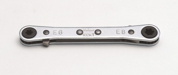 Klucz oczkowy z grzechotką z przełącznikiem E-TORX,  E6xE8, dł. 108mm KOKEN