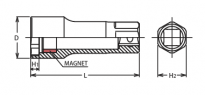 Nasadka do świec zapłonowych z klipsem i magnesem 19x65mm KOKEN - 2
