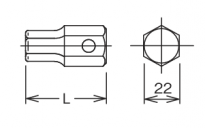 Końcówka 22mm do śrub z gniazdem 1
