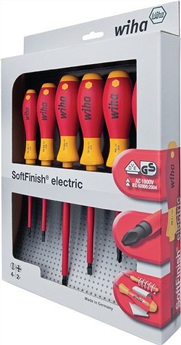 Wkrętaki śrubokręty SoftFinish electric zestaw płaskie / PH 6 częsci WIHA 00833