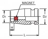 Nasadka udarowa 8mm sześciokątna z magnesem KOKEN - 2