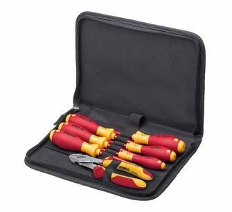 Zestaw narzędzi dla elektryków wkrętaki, wzmocnione szczypce do cięcia bocznego, 7-cz. w torbie WIHA 38020