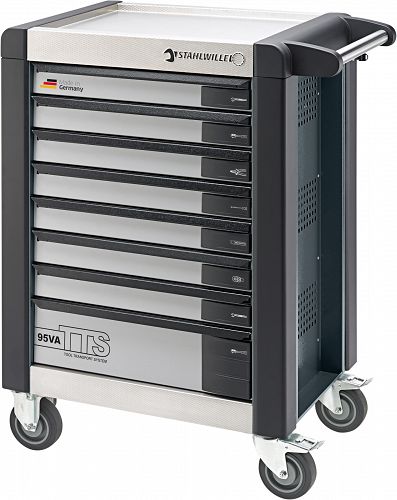 Wózek warsztatowy TTS Basic 8-szufl. antracytowy z Nakładkami; 823x497x1021mm, max obciążenie: 30kg na szufladę; 750 kg na Wózek; 7 szuflad wysokość 80mm, 1 Szuflada wysokość 160 mm 95/VA8 A STAHLWILLE 81200068