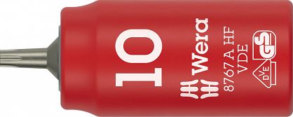 Klucz nasadowy trzpieniowy 8767 A VDE HF TORX® Zyklop, izolowany, 1/4", z funkcją przytrzymywania, TX 10 x 36 mm WERA 05005920001