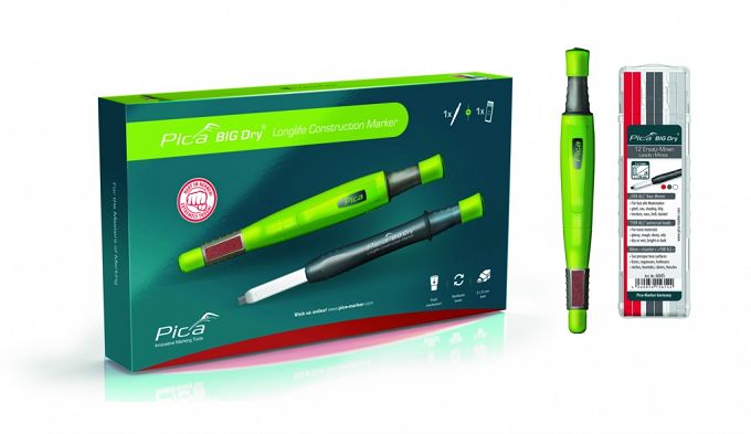 Pica BIG Dry Znacznik Ołówek Stolarski + Wkłady uniwersalne 6045 grafitowy, czerwony, biały PICA 6095