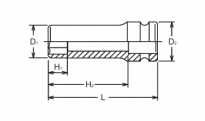 Nasadka udarowa 6-kątna, głęboka 55x100mm  KOKEN - 2