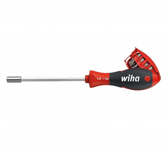 Magnetyczny wkrętak śrubokręt z magazynkiem bitów mieszany z 8 bitami, 1/4” w opakowaniu blistrowym 33007 WIHA