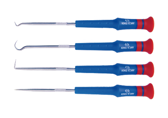 Zestaw haków precyzyjnych, 4 cz. KING TONY 30914AY