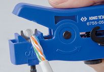 Ściągacz izolacji do przewodów sieciowych UTP/STP (2.6 - 8.0mm) i telefonicznych (RJ-45, RJ-11/12)  KING TONY 6755-05 - 2
