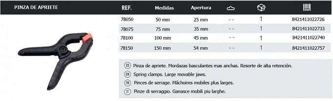 Zacisk sprężynowy 100/45mm z tworzywa MEDID 78100