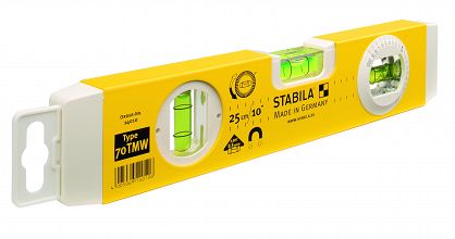 Poziomica aluminiowa 25cm TYP 70TMW z magnesem i kątomierzem 2 libelle STABILA 14010