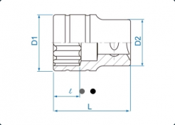 NASADKA KRÓTKA 1/2" calowa 3/4" x 38mm 12-kąt. Cr-v KING TONY 433024SR