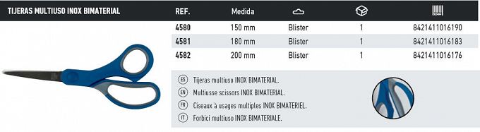 Nożyczki uniwersalne 180mm, INOX MEDID 4581