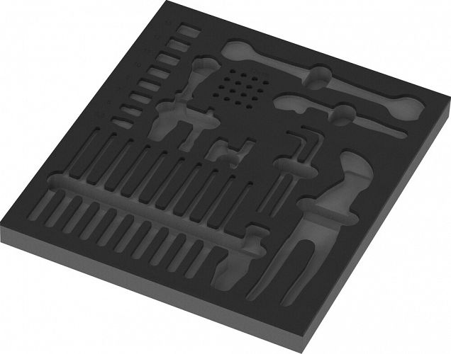 Wkładka piankowa 9853, przeznaczona do przechowywania narzędzi serwisowych Kraftform Kompakt Set 1, bez narzędzi, 344 x 30 x 392 mm WERA 05137353001