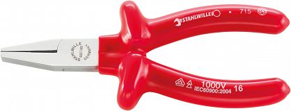 Szczypce płaskie krótkie izolowane VDE1000V L=160mm; chrom./izolow. 6507 7 160 VDE- STAHLWILLE 65077160