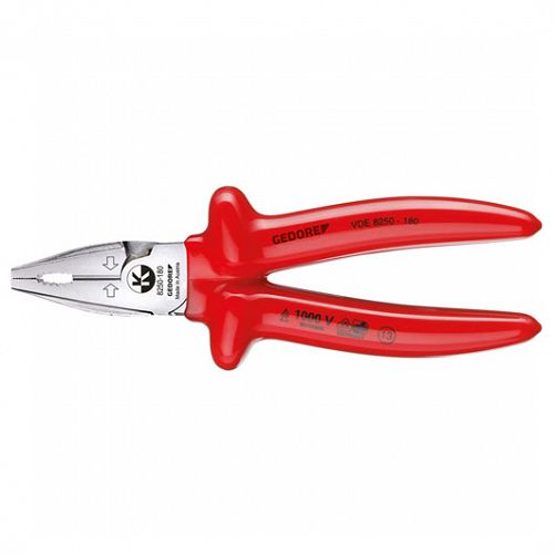 Szczypce-kombinerki mocne VDE z zanurzeniową izolacją 225 mm Nr VDE 8250-225 GEDORE 6720330