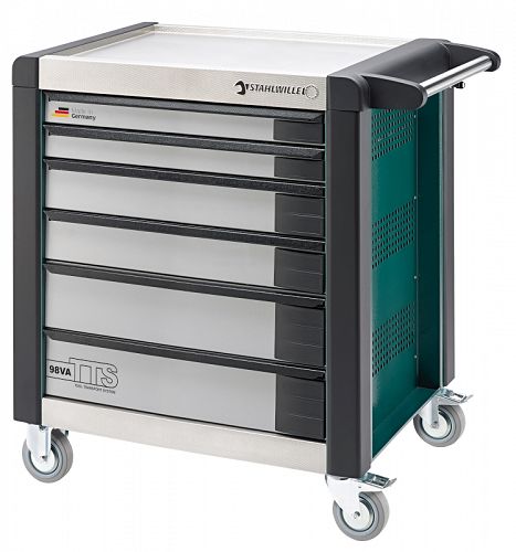 Wózek warsztatowy TTS 6-szufl.zielony z Nakładkami; 1000x1024x652mm, max obciążenie: 40kg na szufladę; 1400 kg na Wózek; 98/VA6 G STAHLWILLE 81200099
