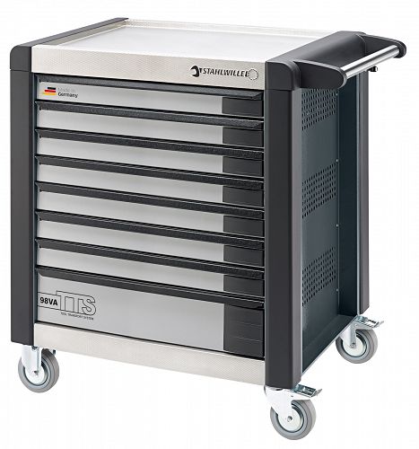 Wózek warsztatowy TTS 8-szuflad antracytowy z Nakładkami, 1000x1024x 652 mm; max obciążenie: 40kg na szufladę; 1400 kg na Wózek 98/VA8 A STAHLWILLE 81200112