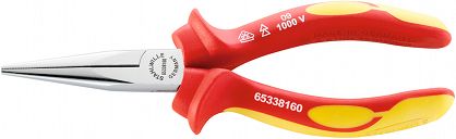 Szczypce półokrągłe "beck"dla mech. izolowane VDE1000V długie L=160mm ; chrom./izolow. 6533 8 160 VDE- 160 MM STAHLWILLE 65338160