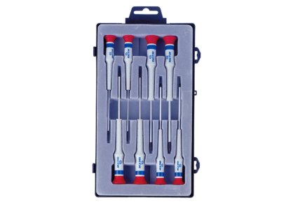 Zestaw wkrętaków śrubokrętów precyzyjnych 8cz. krzyżak PH No.000 - 1 x 75mm, płaskie 1,5 - 3,0 x 75mm, pudełko KING TONY 32118MR