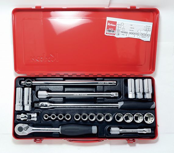 Zestaw kluczy nasadowych w kasecie 24 części KOKEN