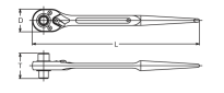Grzechotka dwustronna ręczna z uchwytem SPUD bez zapadki 14x17mm KOKEN - 2