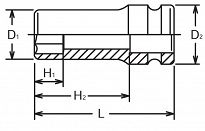 Nasadka udarowa 15mm sześciokątna wydłużona cienkościenna KOKEN - 2