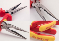 Szczypce uniwersalne wąskie, proste, izolowane 200mm KING TONY 6318-08A - 2