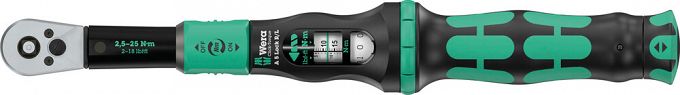 Klucz dynamometryczny Click-Torque A 5 R/L, nastawny, z funkcją Torque Lock i przekładanym zabierakiem czworokątnym (1/4