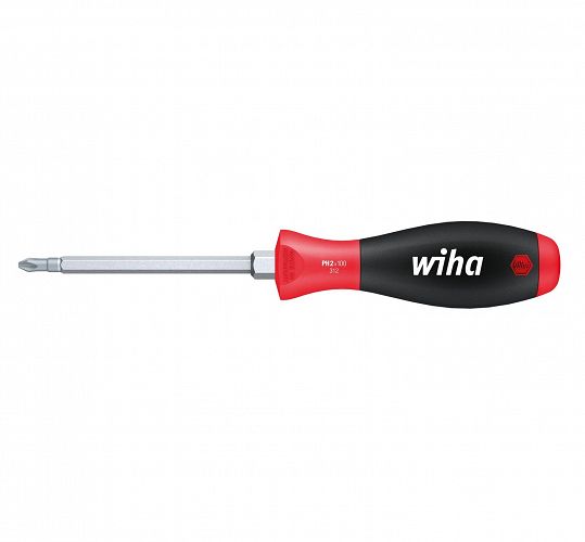 Wkrętak śrubokręt płaski PH2 100mm SoftFinish Philips z trzonem sześciokątnym i nasadką sześciokątną 00765 WIHA