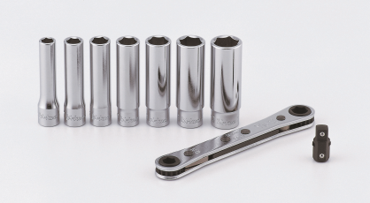 Zestaw klucz oczkowy + nasadki 1/4" 9szt. KOKEN