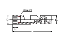 Nasadka dwunastokątna z przegubem i magnesem 14x88mm KOKEN - 2
