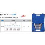 Zestaw kluczy płasko-oczkowych przegubowych z grzechotką jednokierunkową 13 cz. 8 - 19 mm, w walizce, KING TONY 13013MR - 2