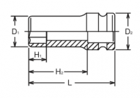 Nasadka udarowa 6-kątna, cienkościenna, półgłęboka 30x75mm  KOKEN - 2