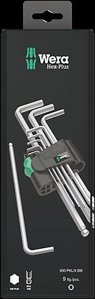 Zestaw kluczy trzpieniowych z końcówką kulistą, chromowanych, metrycznych  950/9 Hex-Plus 1 WERA 073391