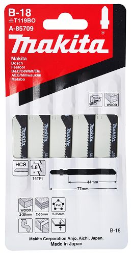 Brzeszczoty do wyrzynarek 5 szt. 45mm B18 MAKITA A-85709