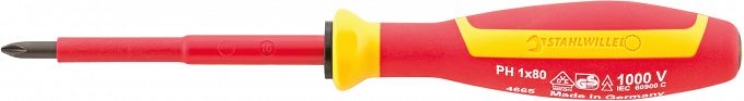 Wkrętak śrubokręt krzyżowy PH1, VDE/1000V, DRALL+ 4665 VDE 1 VDE STAHLWILLE 46653001