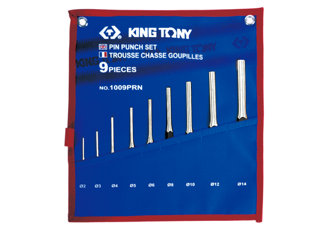 Zestaw wybijaków igłowych 9 cz. 2-14mm, etui KING TONY 1009PRN