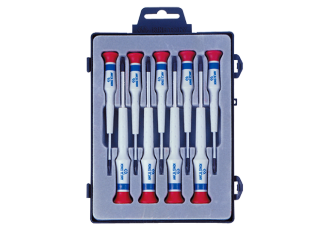 Zestaw wkrętaków śrubokrętów precyzyjnych 9cz. płaskie 0,8- 4,0x 40mm, pudełko KING TONY 32209MR