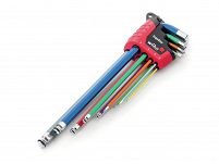 Zestaw kluczy trzpieniowych w uchwycie ErgoStar sześciokątny z główką kulistą, MagicRing 9-cz., świecący różnymi kolorami 41979 WIHA - 2