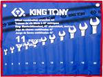 Zestaw kluczy płasko-oczkowych odgętych 11 cz. 6 - 22 mm, etui, KING TONY 1271MRN