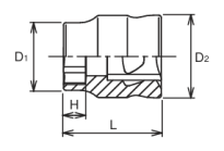 Nasadka krótka 6-kątna 13mm KOKEN - 2