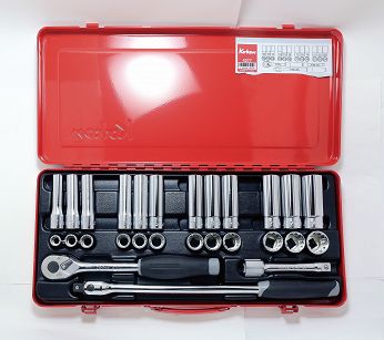 Zestaw kluczy nasadowych w kasecie 27 części KOKEN