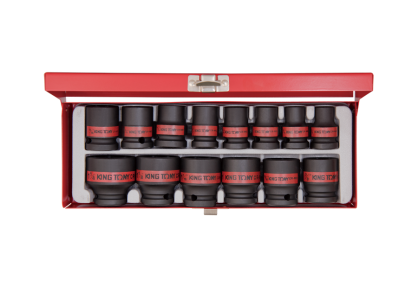 Nasadki udarowe calowe 1/2" 14cz. krótkie 6-kąt. 3/8" - 1.1/4", kaseta KING TONY 4414SP