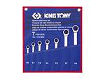 Zestaw kluczy płasko-oczkowych z grzechotką jednokierunkową 7 cz. 10 - 19 mm, etui KING TONY 12107MRN
