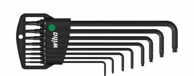 Zestaw kluczy trzpieniowych w uchwycie Classic TORX® z główką kulistą 8-cz., oksydowany chemicznie 32394 WIHA