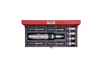 Wkrętak śrubokręt udarowy + bity 5/16" + nasadki 8-14mm 10cz. kaseta KING TONY 4505MR